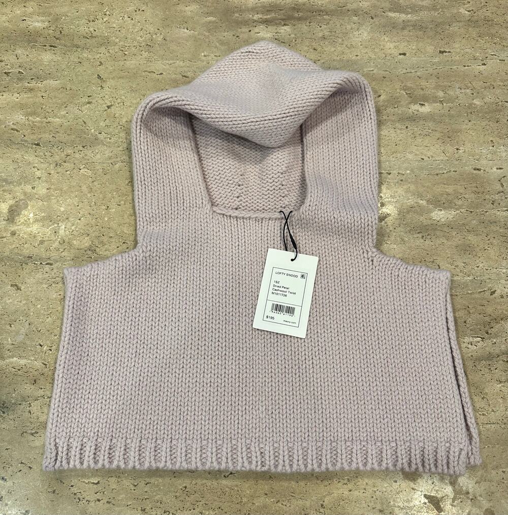 NEW Theory Cashmere Hooded Snood in Felted Wool-Cashmere Dried Petal Pink